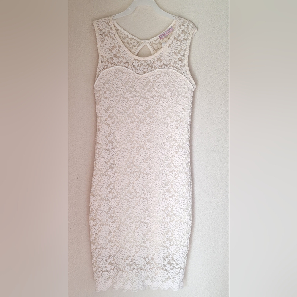 Audrey 3+1 Cream Lace Bodycon Sleeveless Mini Dress - Medium - NWT
